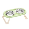 Stainless steel cat food bowl, cat bowl, pet bowl, cervical vertebrae protection, high legs, folding double bowl, drinking and feeding integrated Item Picture